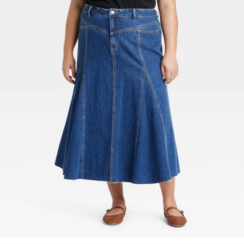Ava & Viv Women's Fit and Flare Maxi Jean Skirt (22)